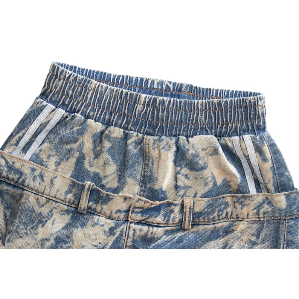 Dual - Waist Distressed Cargo Wide - Leg Jeans - Thrashink