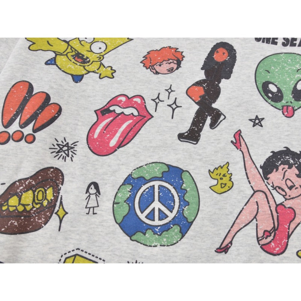 Artistic Graffiti Cartoon Print Hoodie