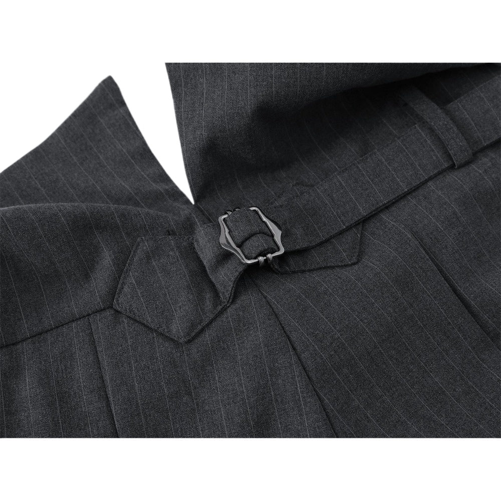 Embroidered High - waisted Striped Suit Pants - Thrashink