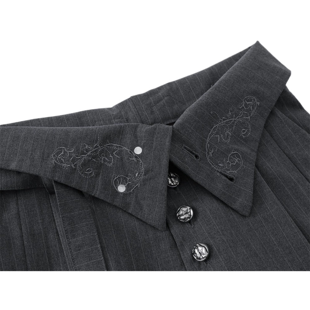 Embroidered High - waisted Striped Suit Pants - Thrashink