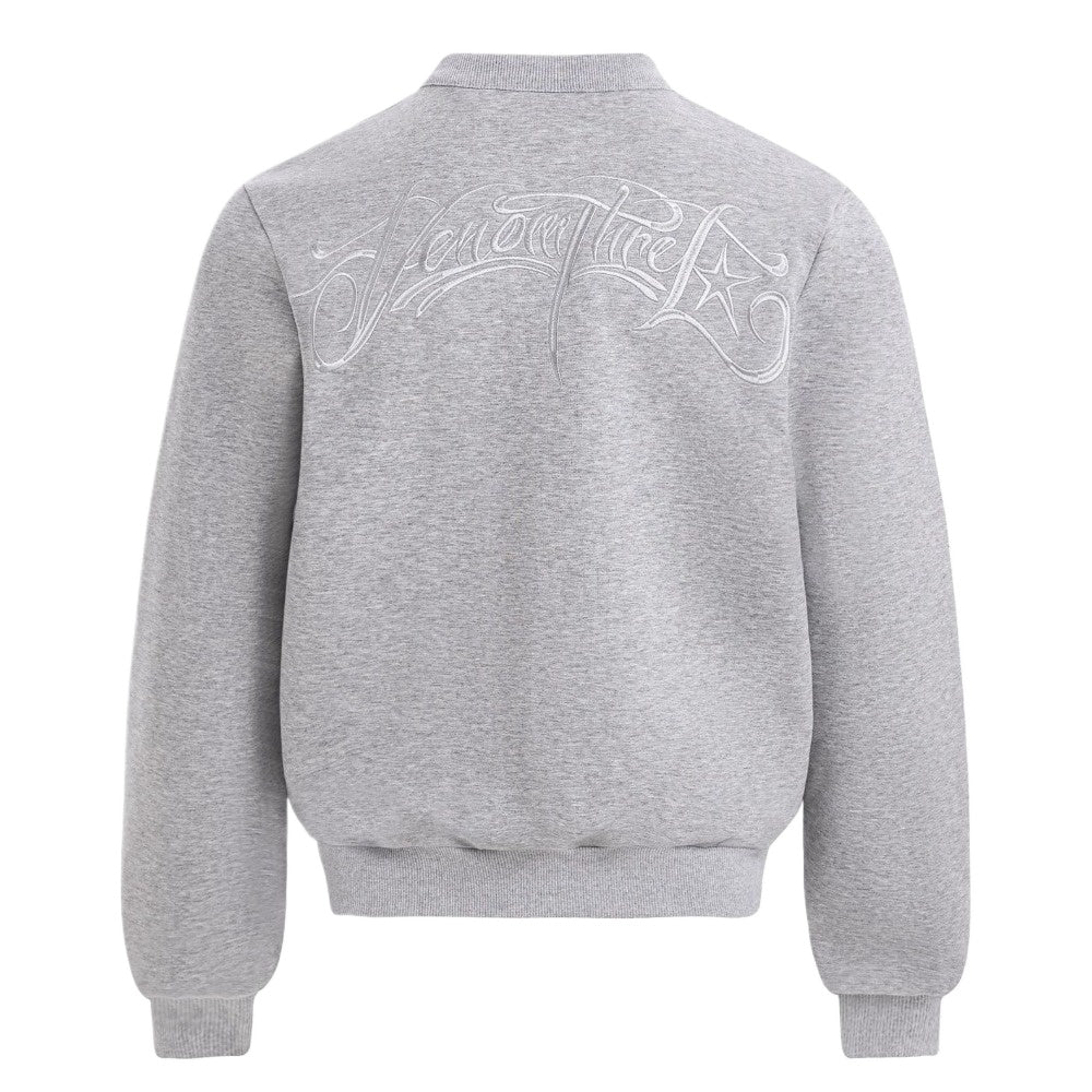 Embroidered Letter Henley - neck Sweatshirt - Thrashink
