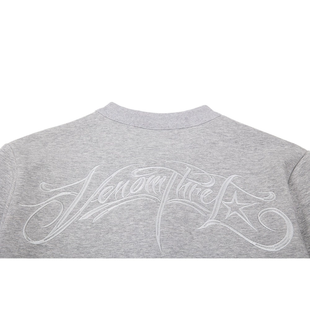 Embroidered Letter Henley - neck Sweatshirt - Thrashink