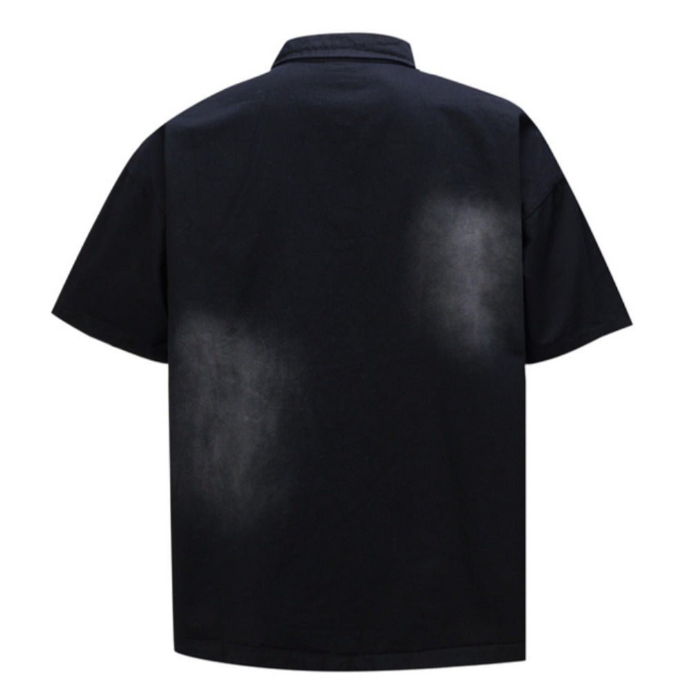 Fade Sketch Flora Embroidered Pattern Shirt - Thrashink