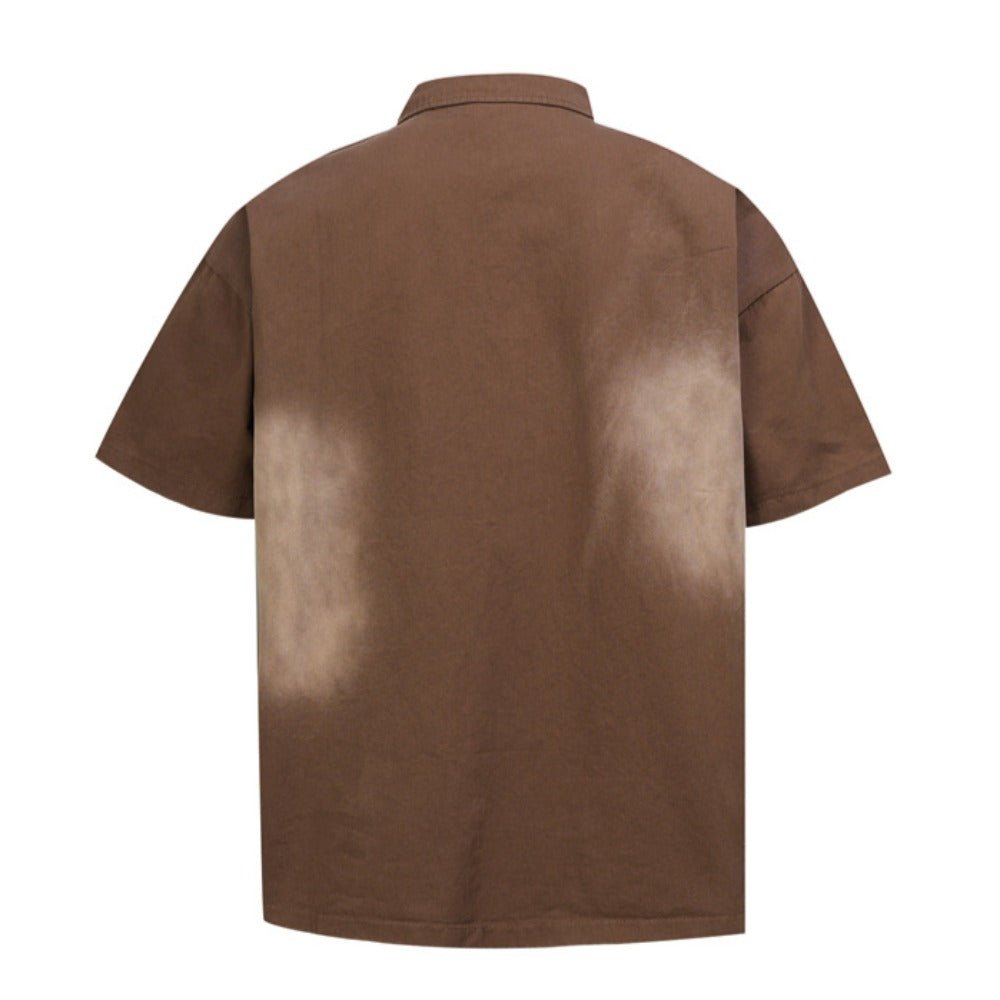 Fade Sketch Flora Embroidered Pattern Shirt - Thrashink
