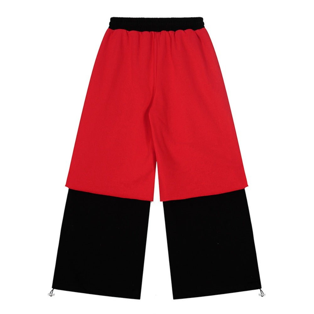 Fake Two - piece Contrasting Color Sweatpants - Thrashink