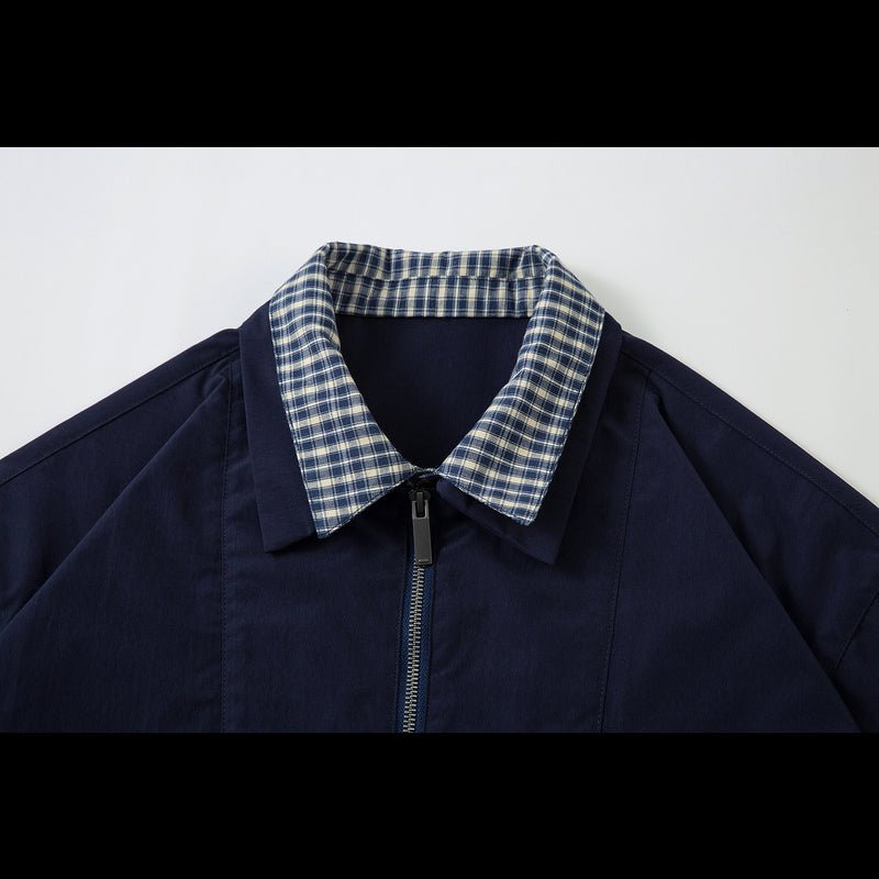 Fake Two Piece Zipper Short Sleeve Shirt - Thrashink