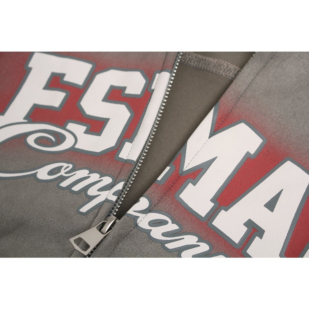 Fake Two Pieces Flame - Accented Zip Hoodie - Thrashink