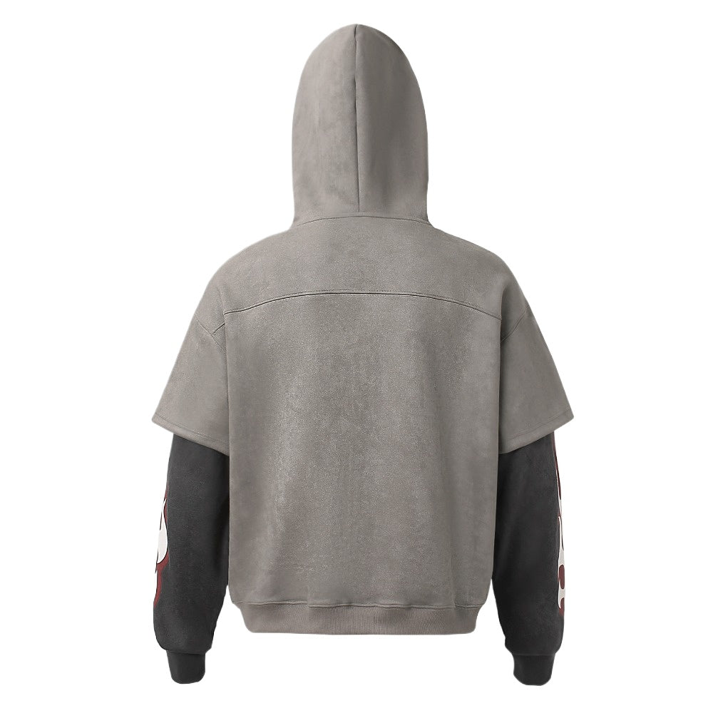 Fake Two Pieces Flame - Accented Zip Hoodie - Thrashink