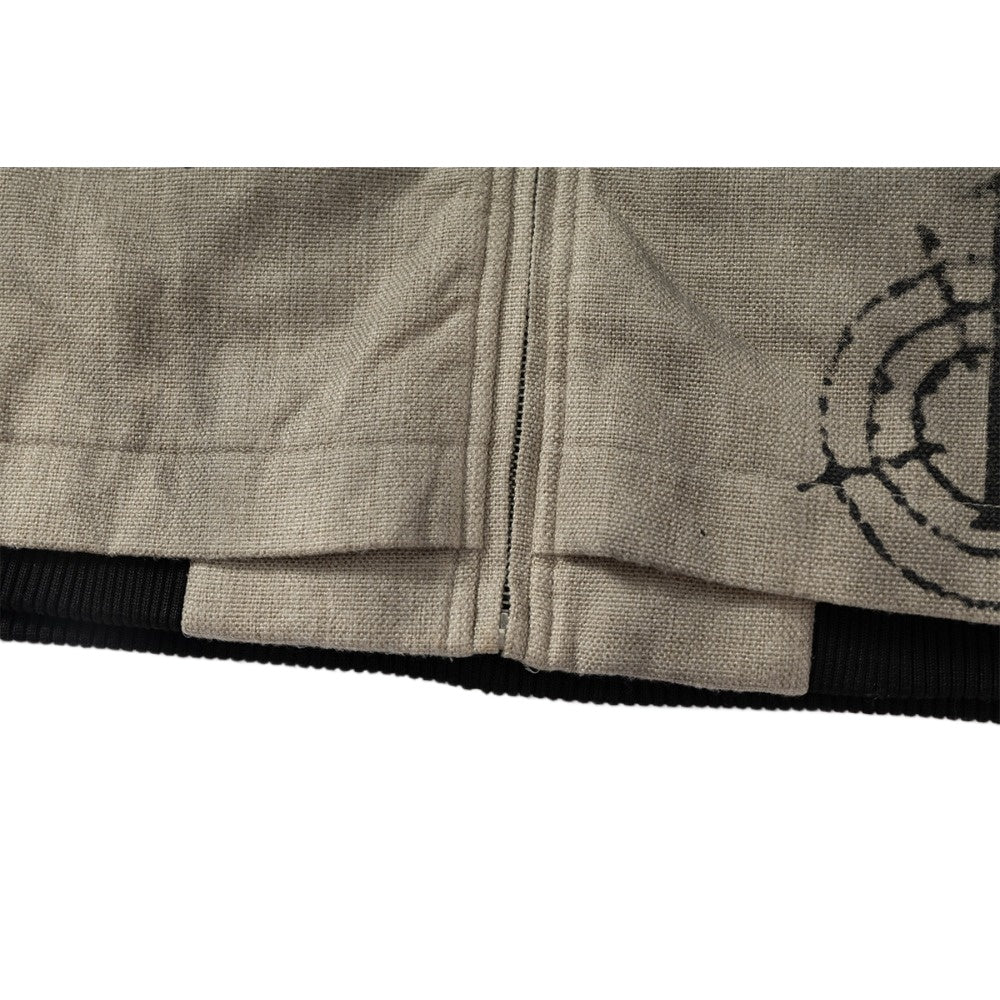 Faux Fur Collar Graffiti Print Padded Jacket - Thrashink