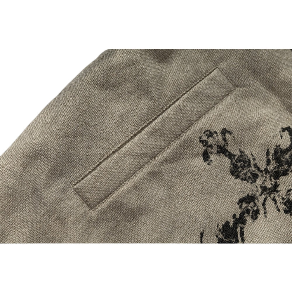 Faux Fur Collar Graffiti Print Padded Jacket - Thrashink