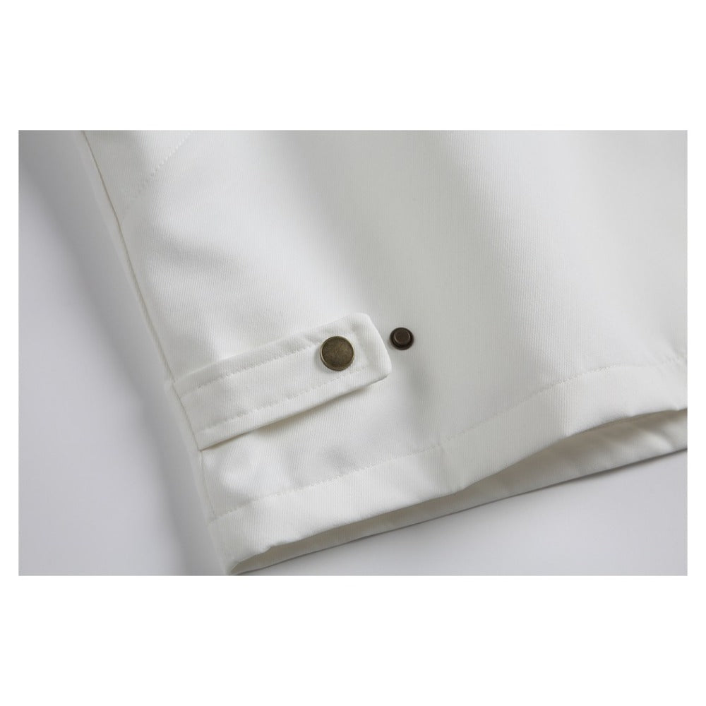 White Multi-Pocket Contrast Lapel Jacket