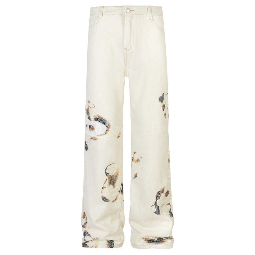 Flame Lace Patch High - Street Baggy Jeans - Thrashink