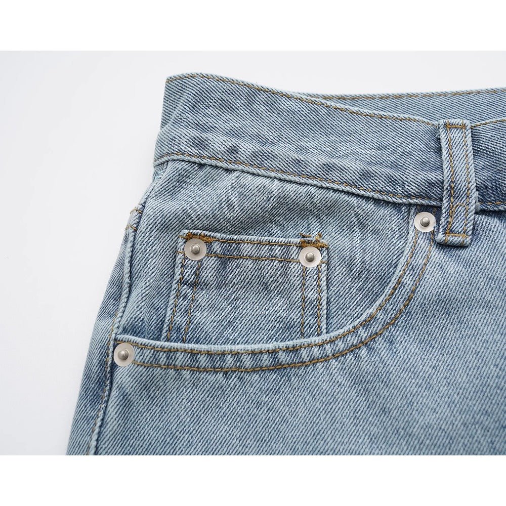 Flame Patchwork Hem Frayed Jeans - Thrashink