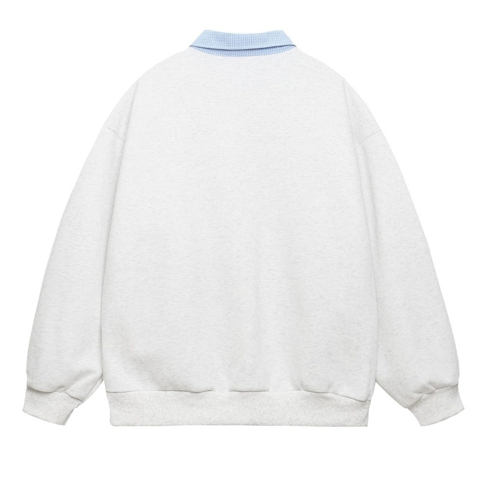 Floral Script Polo Sweatshirt - Thrashink