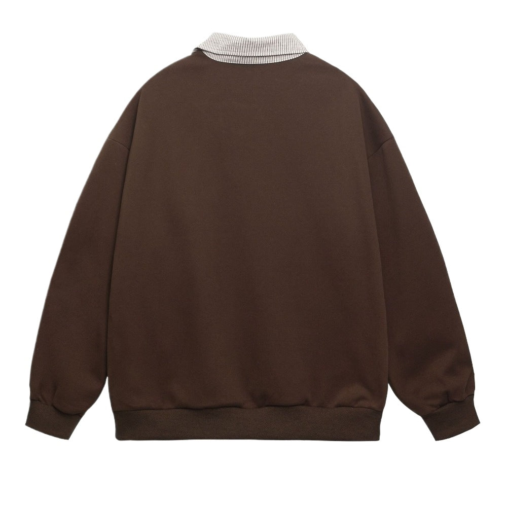 Floral Script Polo Sweatshirt - Thrashink