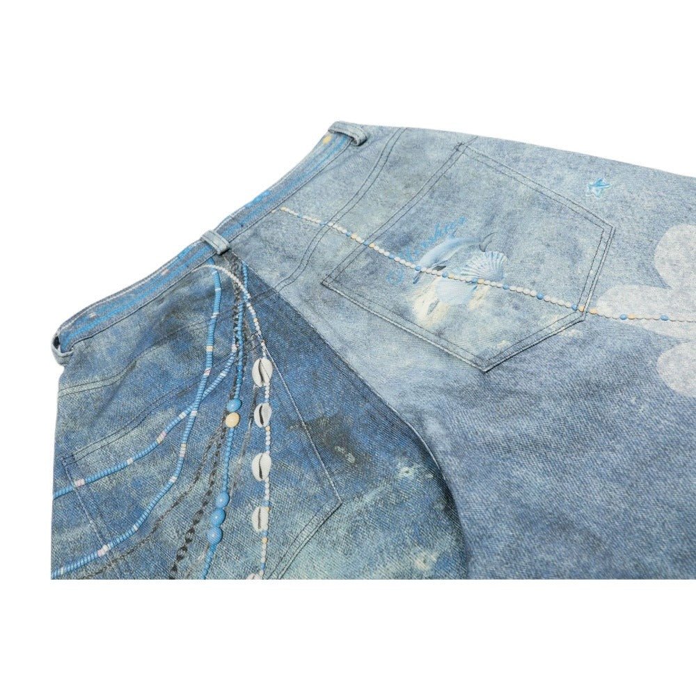 Flower Chain Denim Shorts - Thrashink