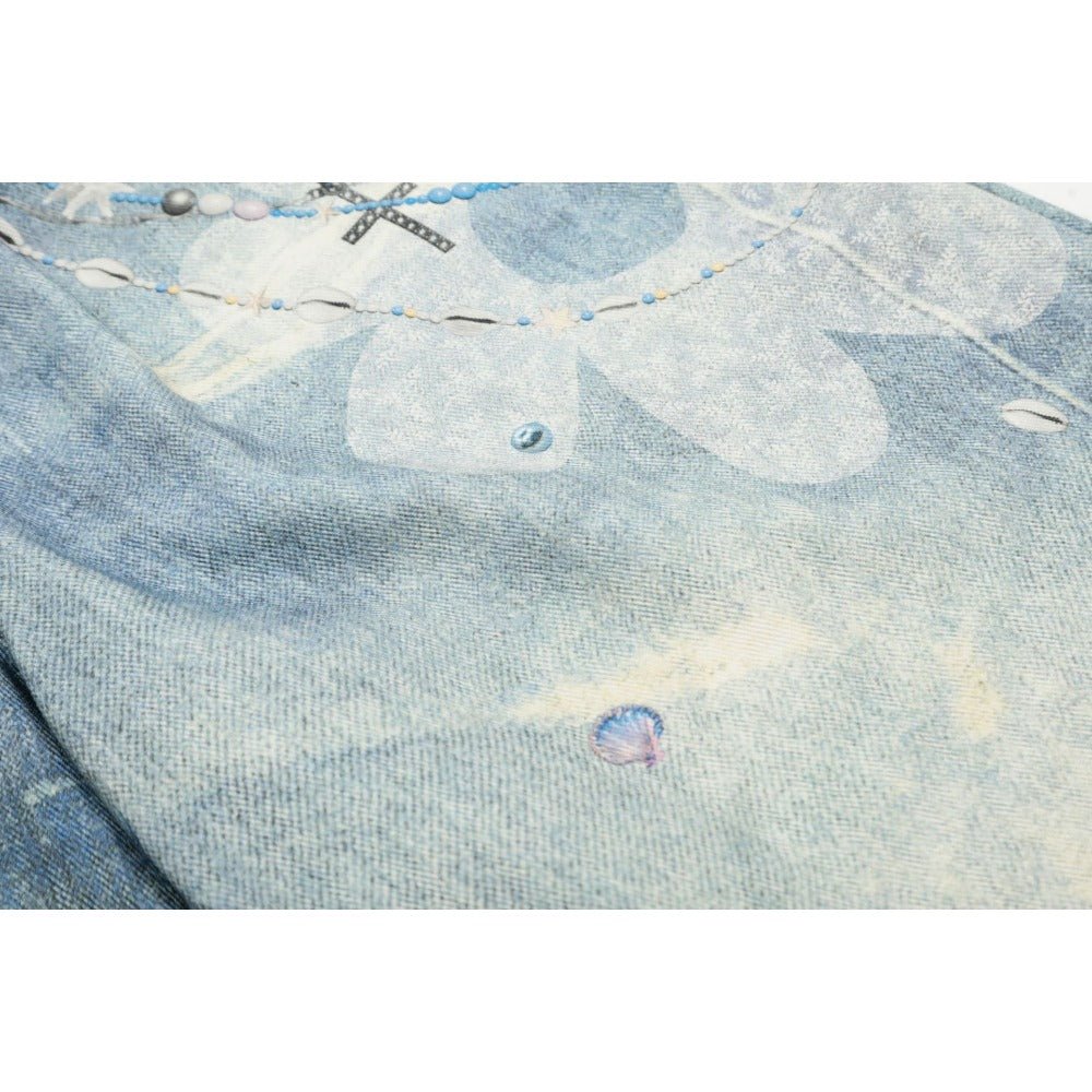 Flower Chain Denim Shorts - Thrashink