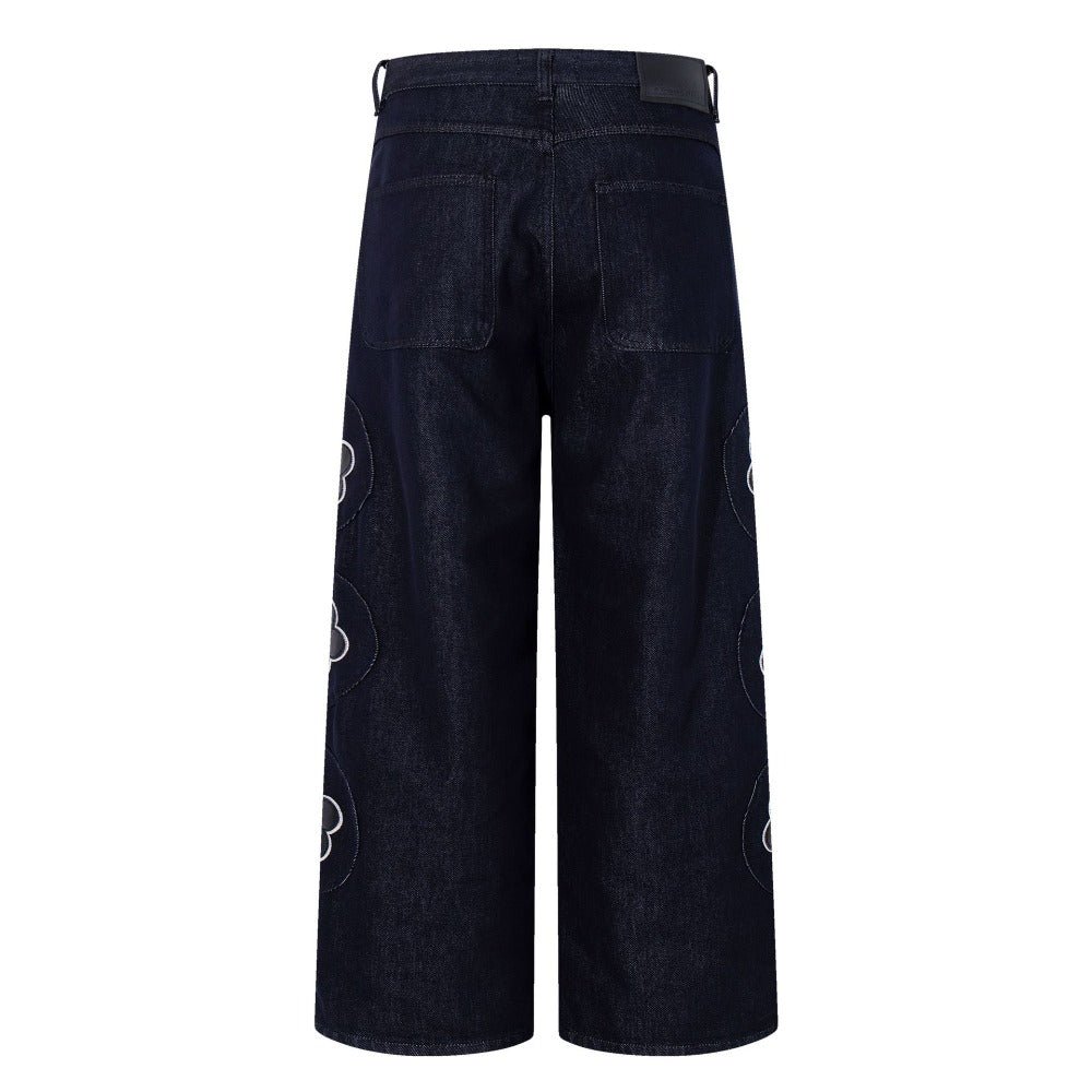 Flower - Patched Baggy Jeans - Thrashink