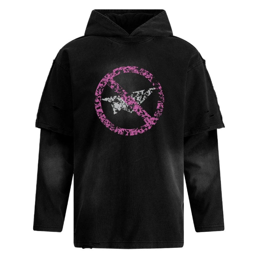 Forbidden Spiral Layered Hoodie - Thrashink
