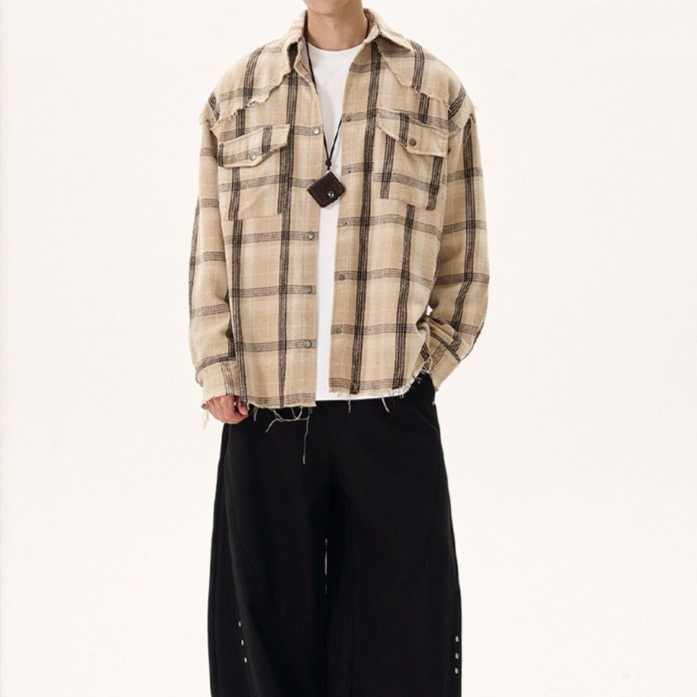 Fringed Plaid Western Shirt - Thrashink
