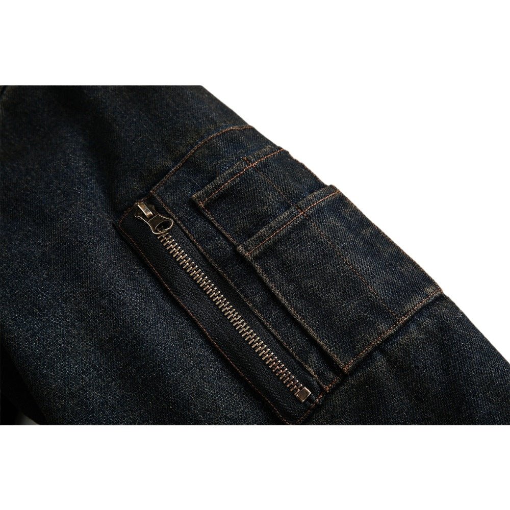 Fur - Lined Quilted Denim Jacket - Thrashink