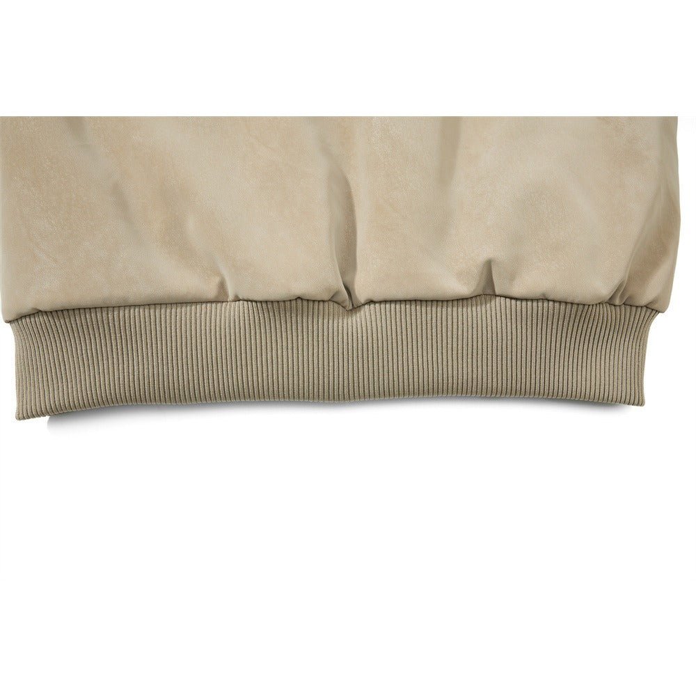 Fur - Trimmed Asymmetric Suede Bomber Jacket - Thrashink