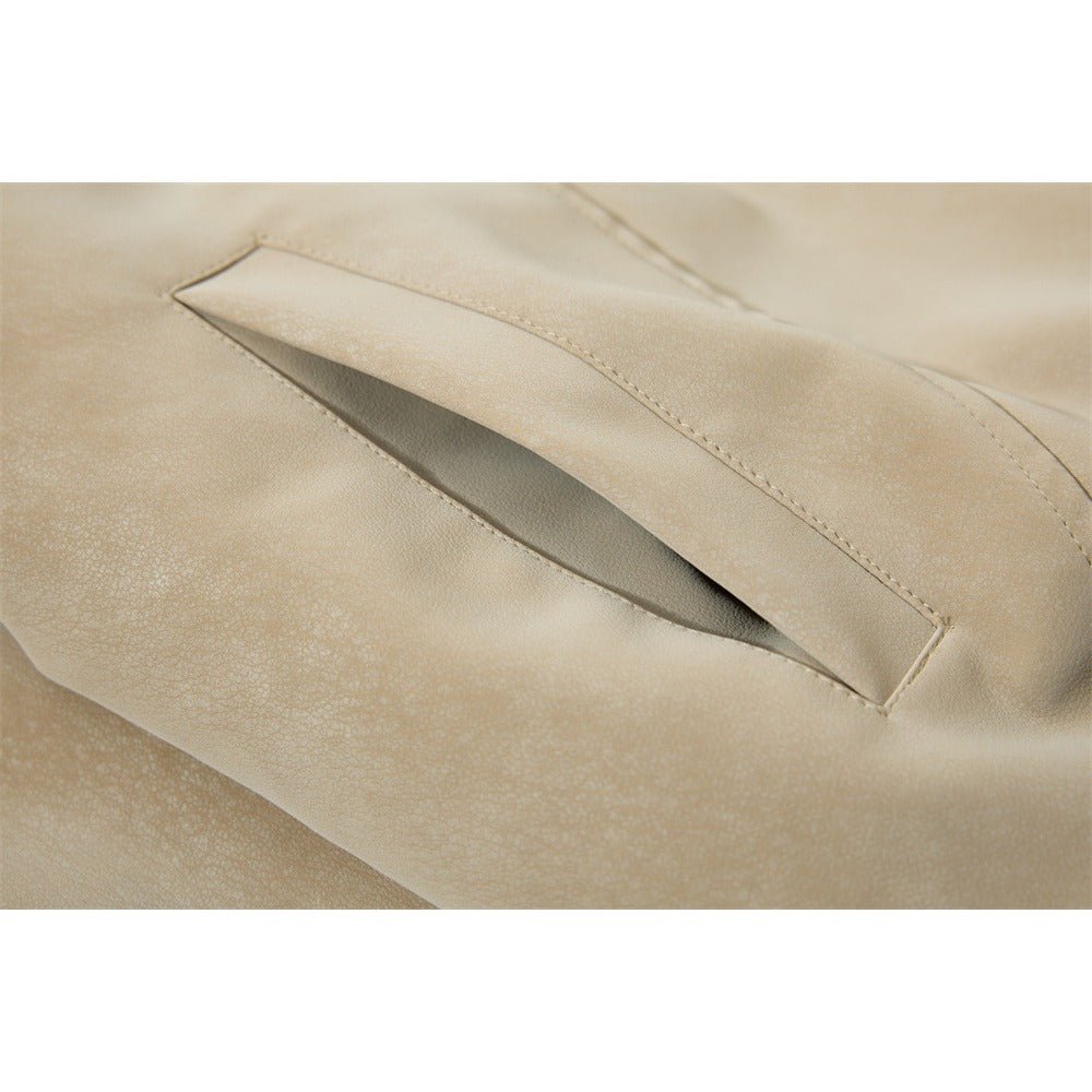 Fur - Trimmed Asymmetric Suede Bomber Jacket - Thrashink