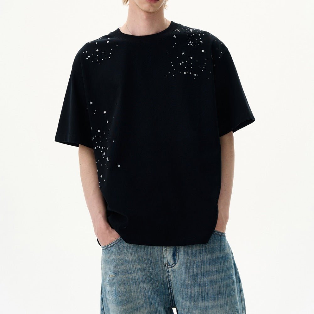 Galaxy Starry Rhinestone T-Shirt - Thrashink