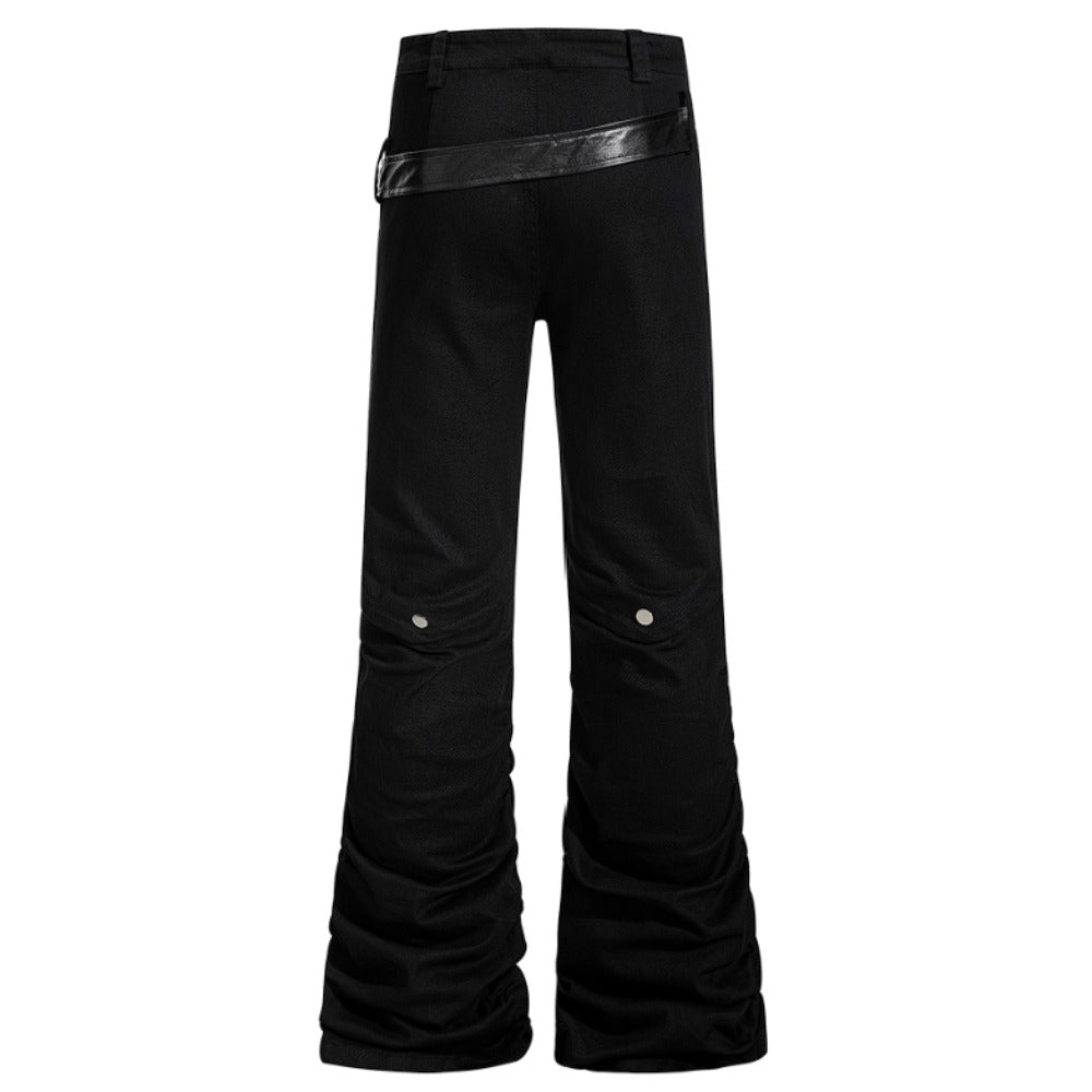 Goth Punk Faux Leather Patchwork Flared Pants - Thrashink