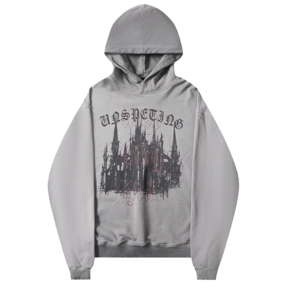 Gothic Castle Print Hoodie - Thrashink