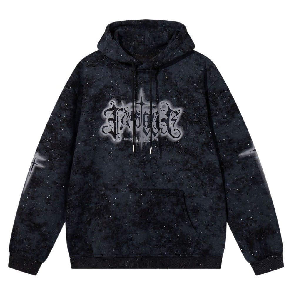 Gothic Cross Glitter Tie - Dye Hoodie - Thrashink