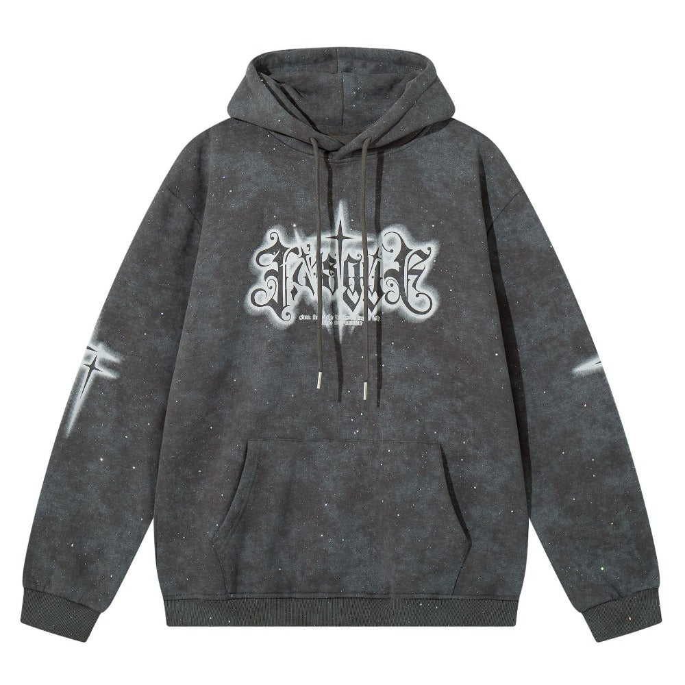 Gothic Cross Glitter Tie - Dye Hoodie - Thrashink
