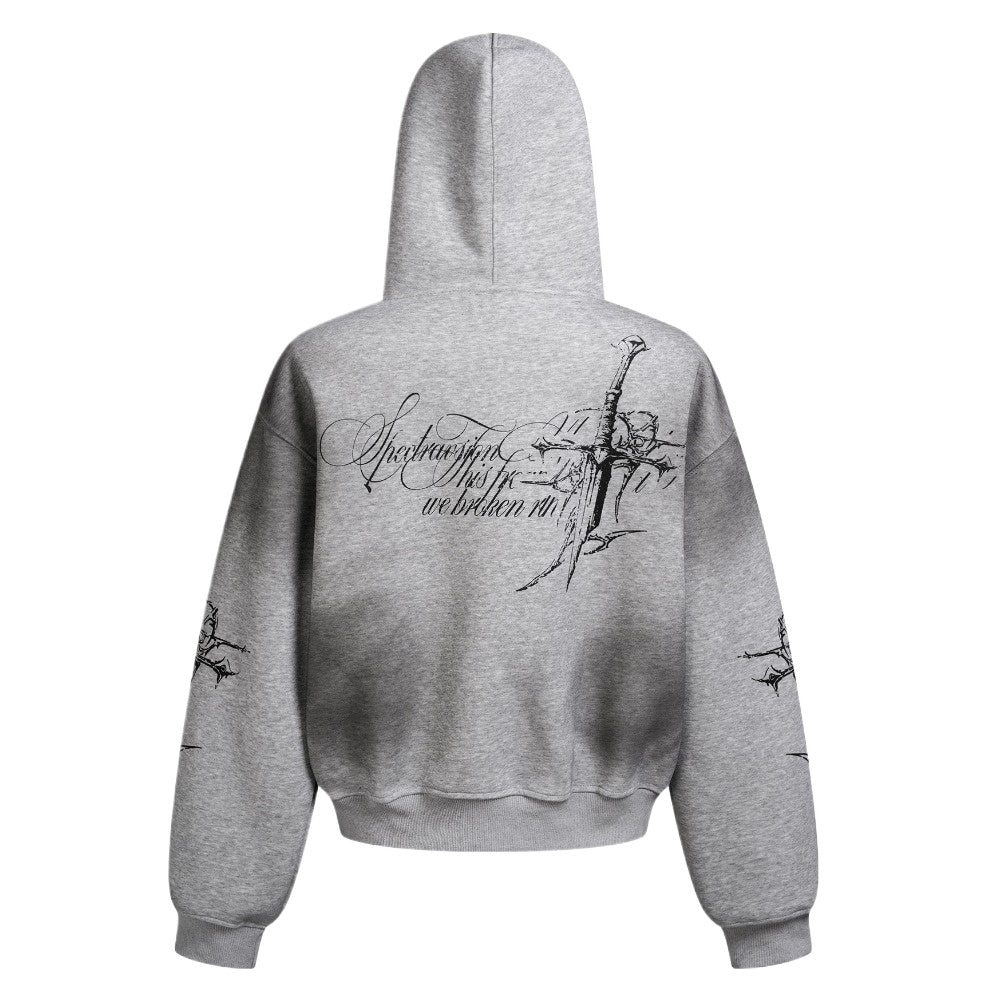 Gothic Cross Zip - Up Hoodie - Thrashink