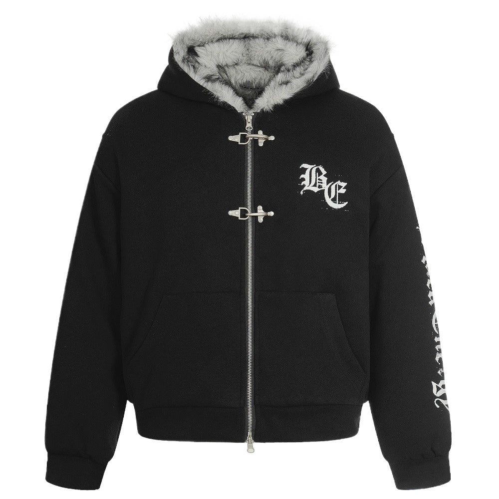 Gothic Faux Fur Lined Hooded Jacket - Thrashink