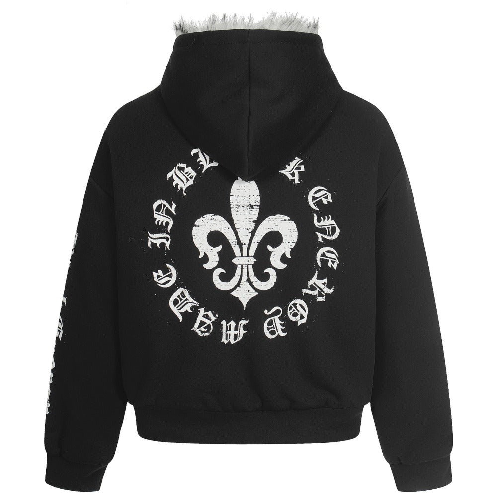 Gothic Faux Fur Lined Hooded Jacket - Thrashink