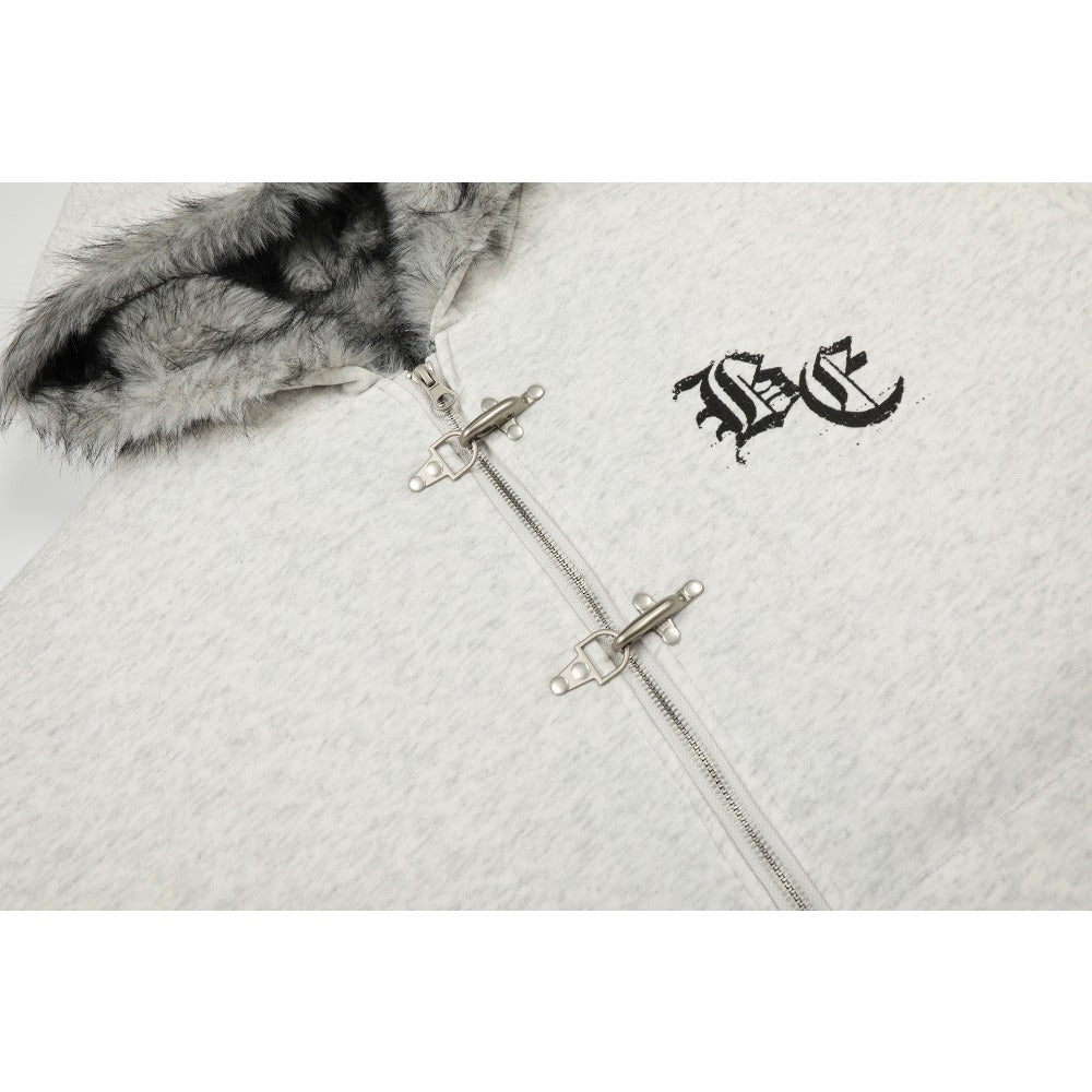 Gothic Faux Fur Lined Hooded Jacket - Thrashink