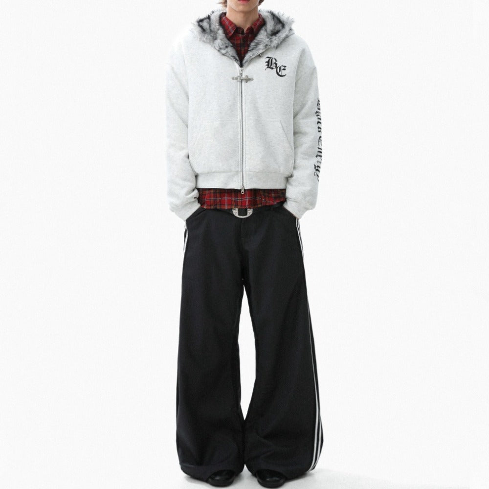 Gothic Faux Fur Lined Hooded Jacket - Thrashink