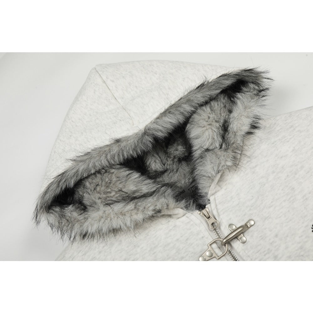 Gothic Faux Fur Lined Hooded Jacket - Thrashink