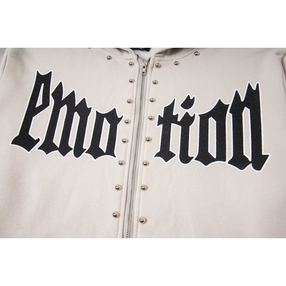 Gothic Rivet Zip - Up Hoodie - Thrashink