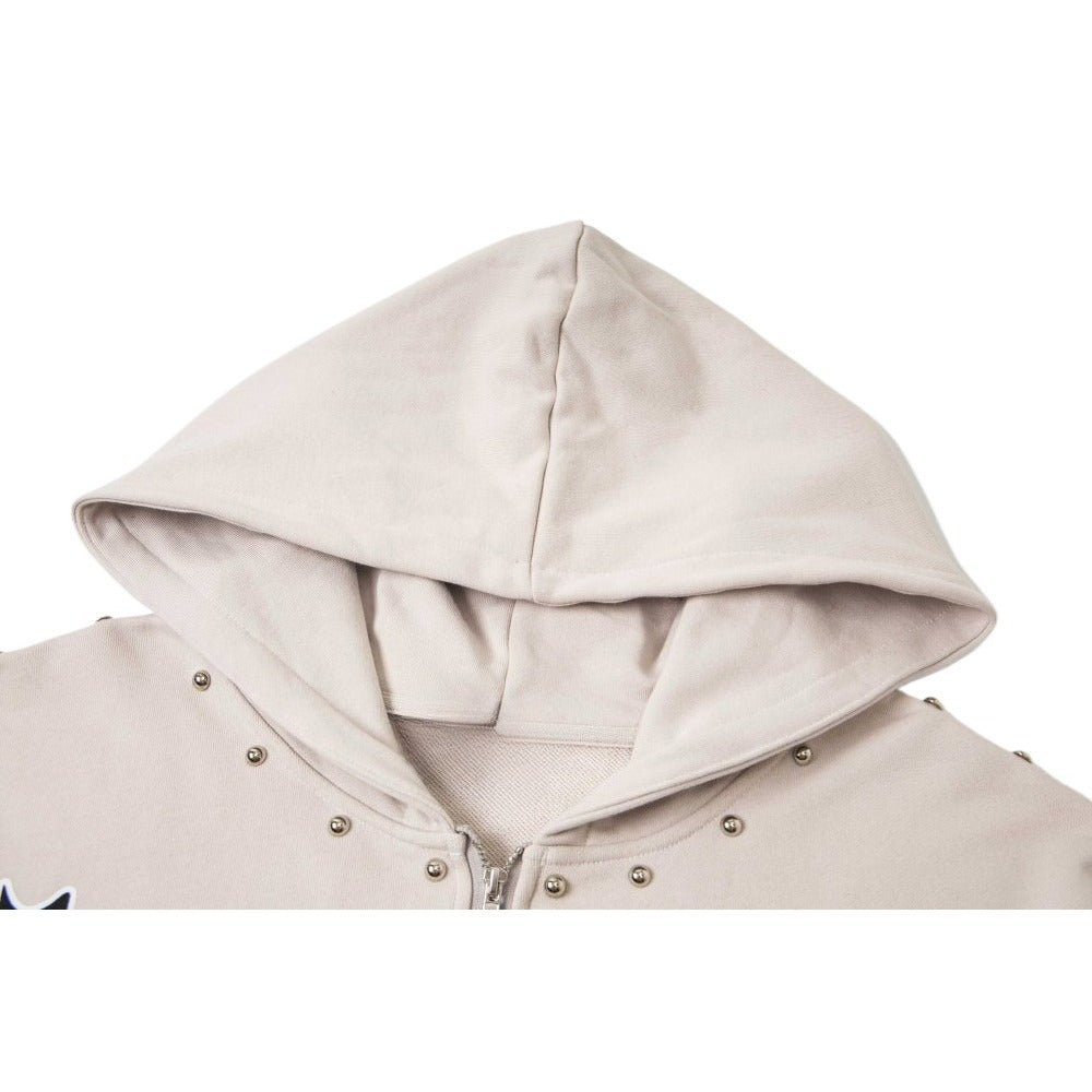 Gothic Rivet Zip - Up Hoodie - Thrashink