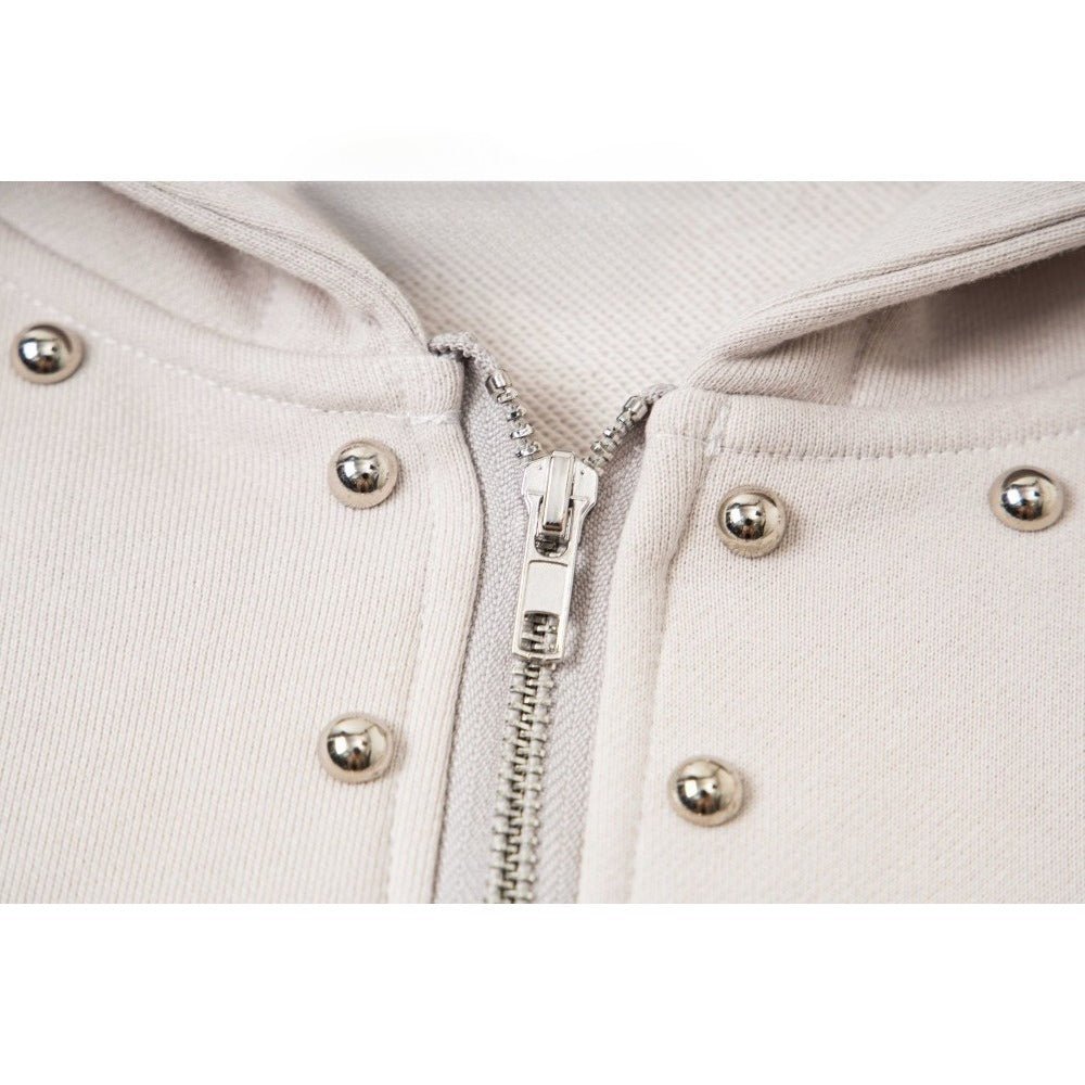 Gothic Rivet Zip - Up Hoodie - Thrashink
