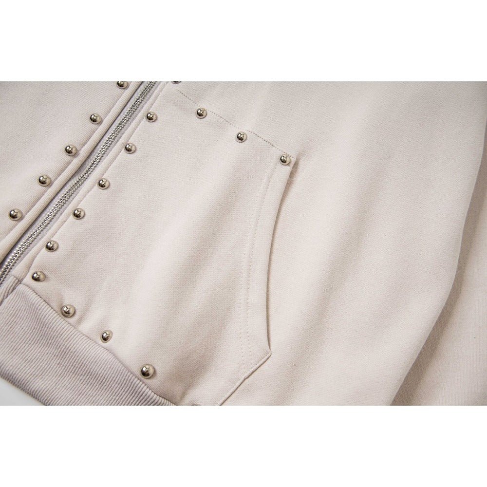 Gothic Rivet Zip - Up Hoodie - Thrashink