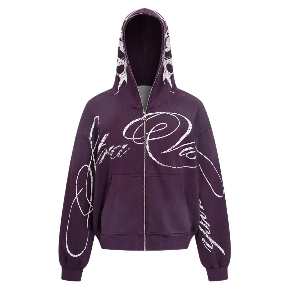 Gothic Style Graffiti Script Full - Zip Hoodie - Thrashink