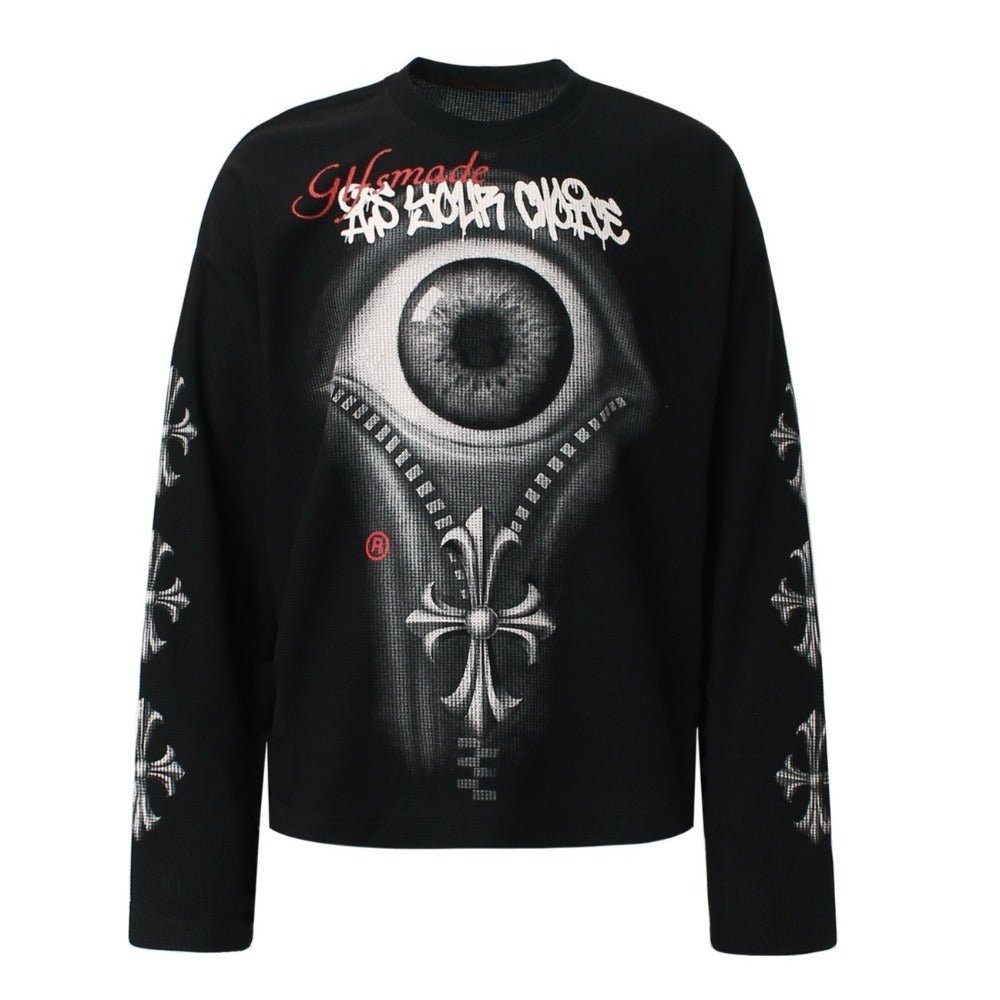 GothOculus Cross Long - sleeved T-Shirt - Thrashink