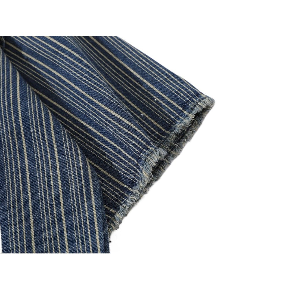 Gradient Frayed Edge Striped Shirt - Thrashink