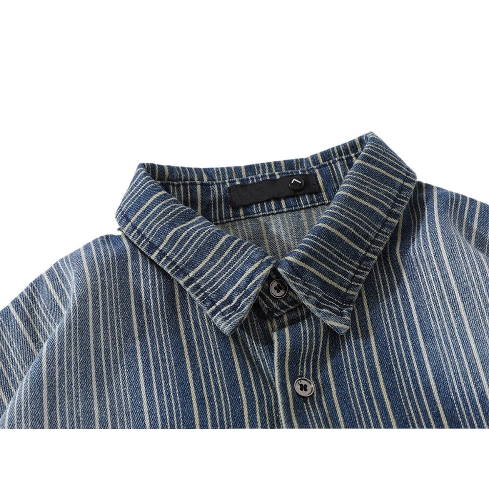 Gradient Frayed Edge Striped Shirt - Thrashink