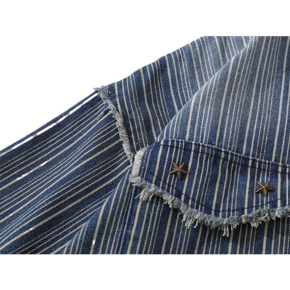 Gradient Frayed Edge Striped Shirt - Thrashink