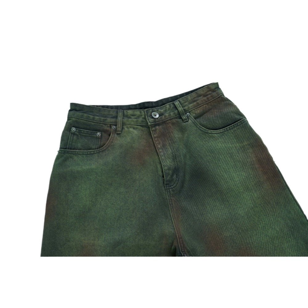 Gradient Green Wide - Leg Jeans - Thrashink