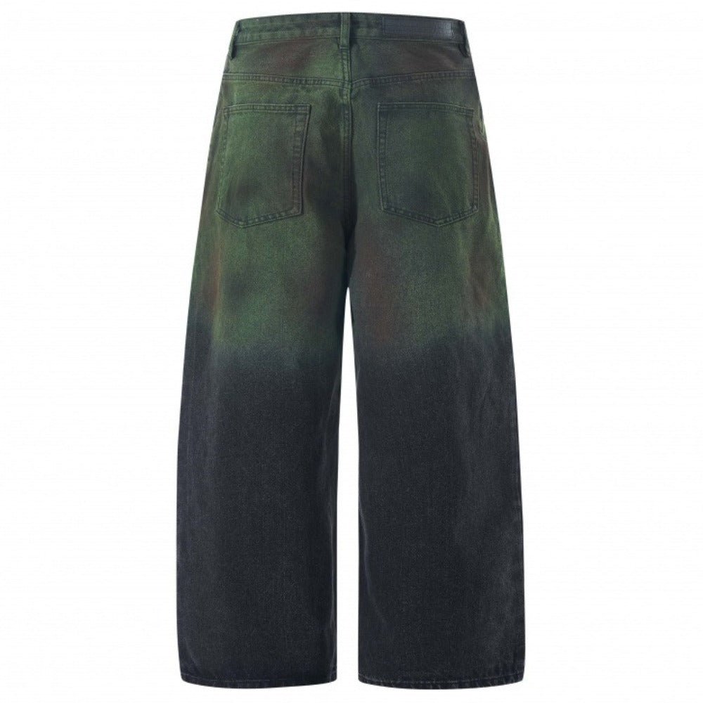 Gradient Green Wide - Leg Jeans - Thrashink