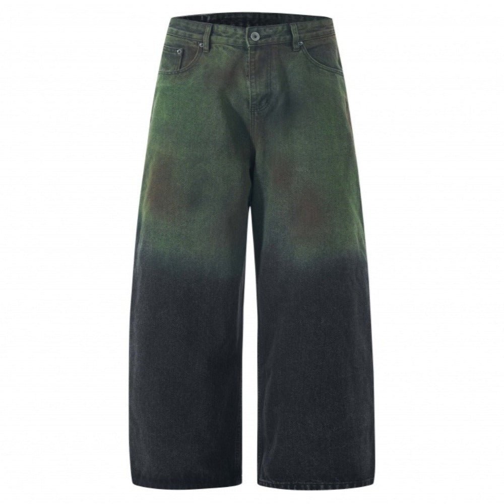 Gradient Green Wide - Leg Jeans - Thrashink